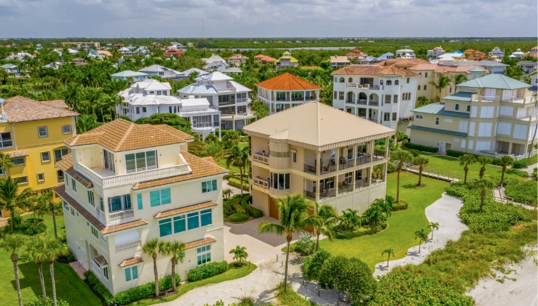 Aerial photo of beachfront properties