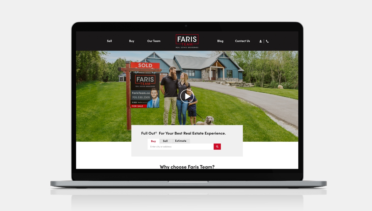 The Faris Team website on a laptop computer